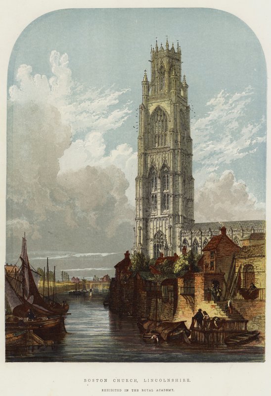 Boston Church, Lincolnshire (chromolitho) od English School