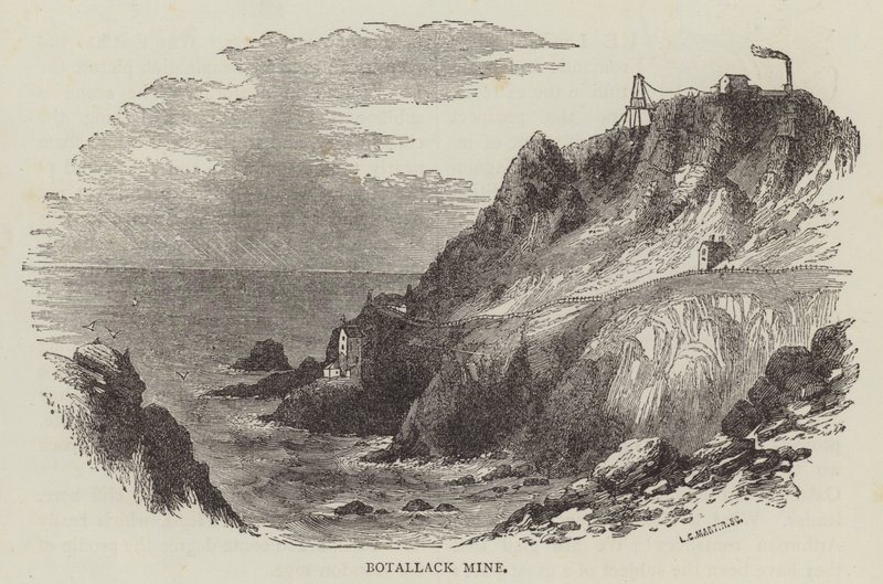 Důl Botallack (rytina) od English School