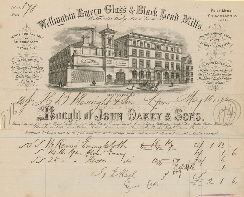 Koupeno pro John Oakey & Sons od English School