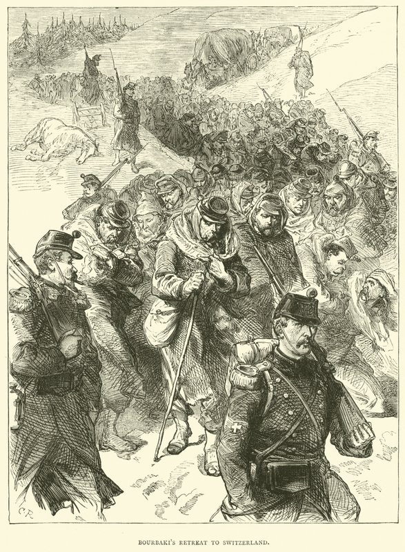 Bourbakis ustoupí do Švýcarska, leden 1871 od English School