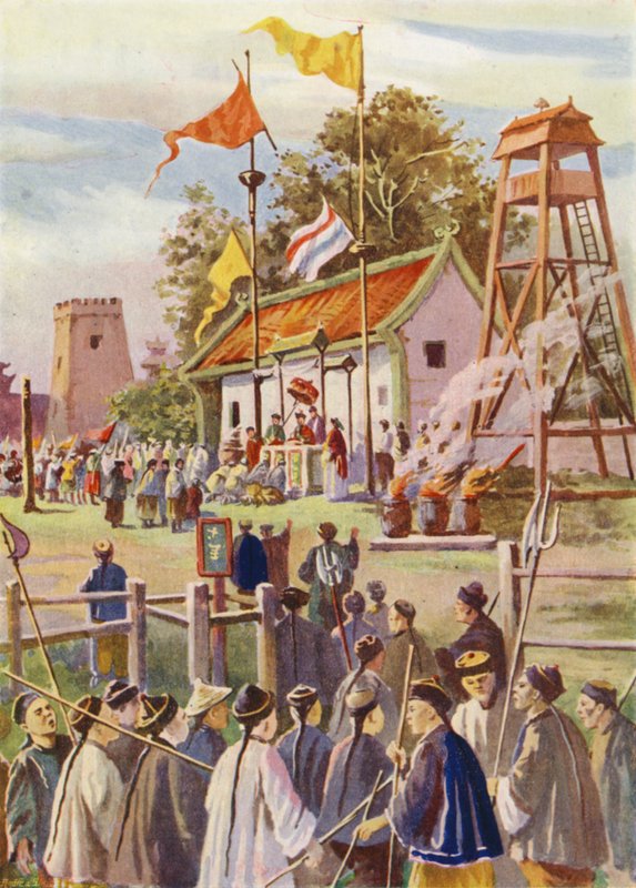 Boxeři při nástupu na vojenské stanoviště, Čína od English School