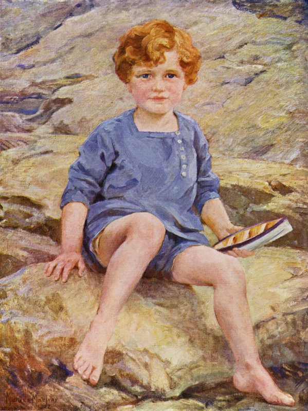 Chlapec si hraje ve skalních bazénech s hračkou (barva litho) od English School