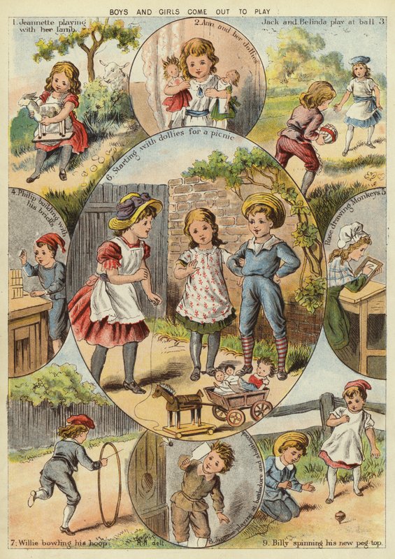 Chlapci a dívky si vyjdou hrát (chromolitho) od English School