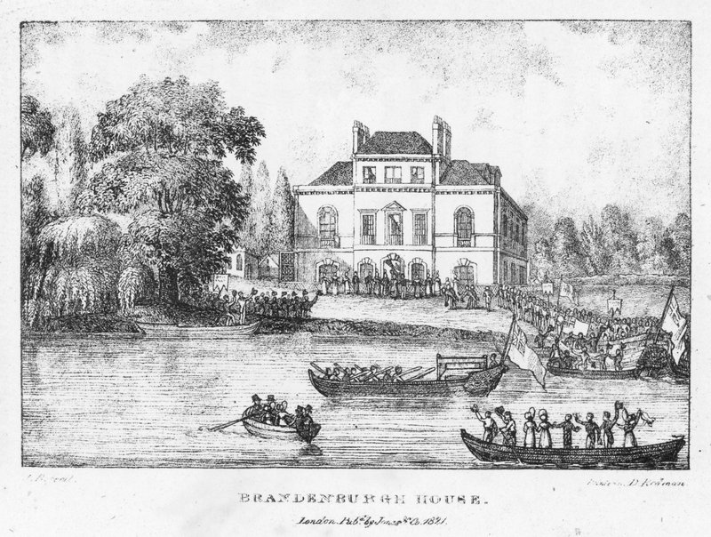 Brandenburgh House, Londýn (rytina) od English School