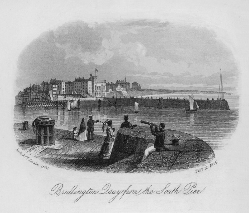 Bridlington Quay z South Pier (rytina) od English School