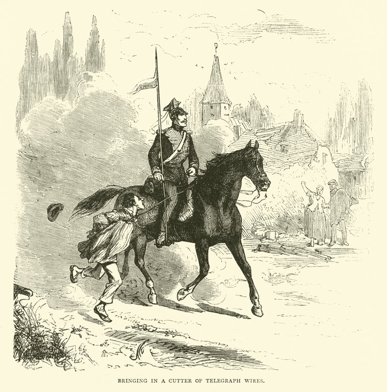 Vnesení řezačky telegrafních drátů, září 1870 od English School