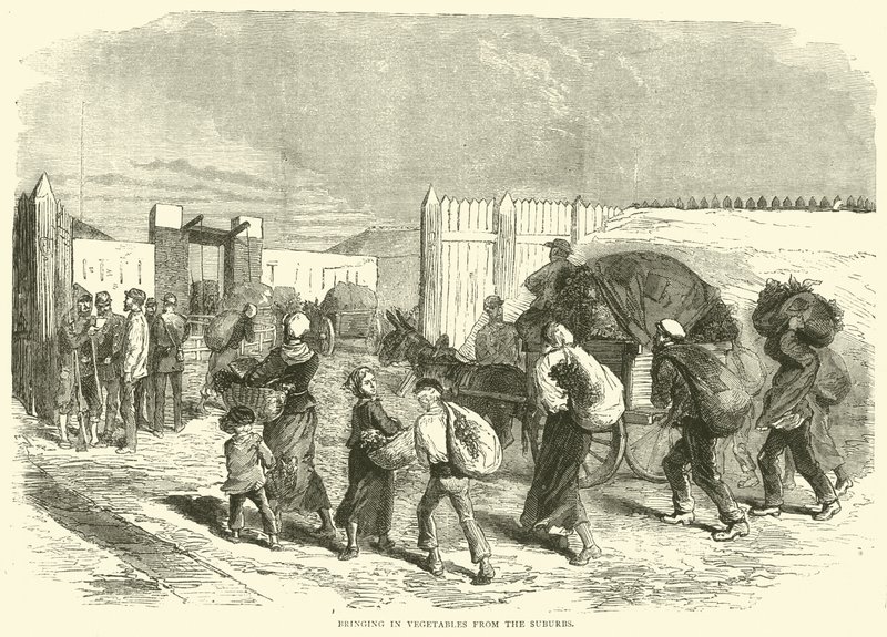 Dovoz zeleniny z předměstí, říjen 1870 od English School