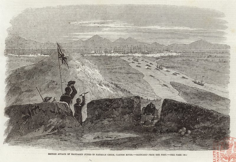British Attack of Mandarin junks na Fatsham Creek od English School