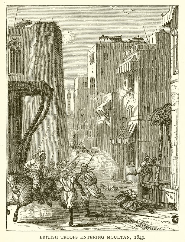 Britská vojska vstupující do Moultanu, 1849 od English School