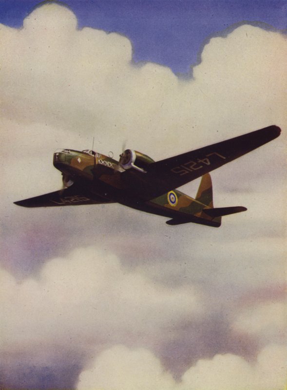 Britský střední bombardér Vickers Wellington za letu (barva lito) od English School