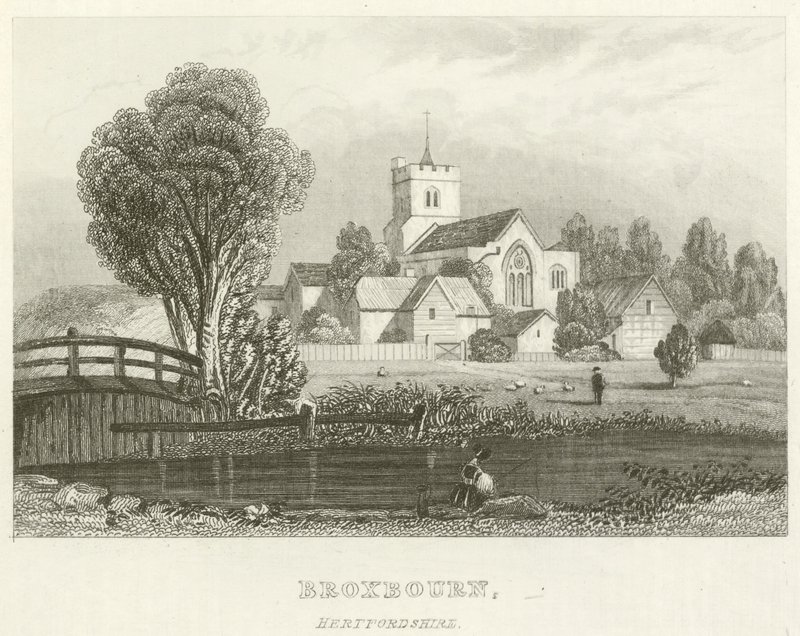 Broxbourne, Hertfordshire (rytina) od English School