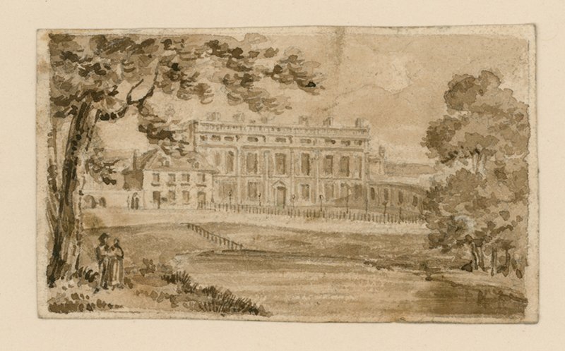Buckingham House, St Jamess Park (wc na papíře) od English School