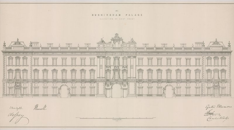 Buckinghamský palác, průčelí východní fronty od English School