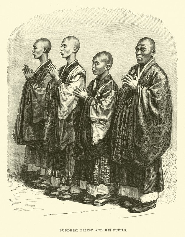 Buddhistický kněz a jeho žáci od English School