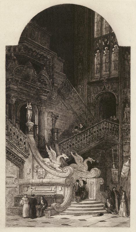 Katedrála v Burgosu, lept C. O. Murray, podle Davida Robertse (litografie) od English School