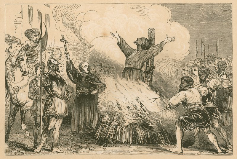 Upálení Patricka Hamiltona v St. Andrews, 1528 od English School