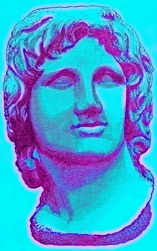 Busta Alexandra Velikého, z Britského muzea, socha ve Vatikánu, ilustrace z Dějin Říma od Victora Duruye, publikováno 1884 (digitálně vylepšený obrázek) od English School