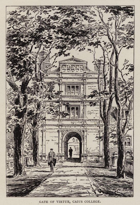 Cambridge: Gate of Virtue, Caius College (lept) od English School