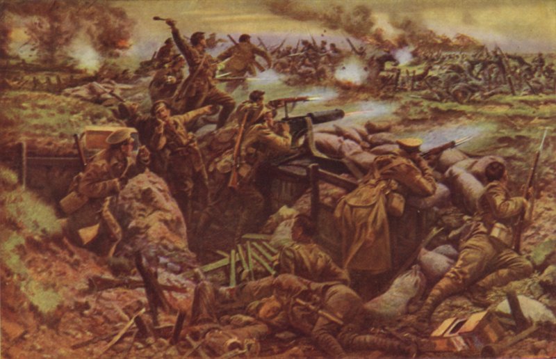 Kanaďané u Ypres (barevná litografie) od English School