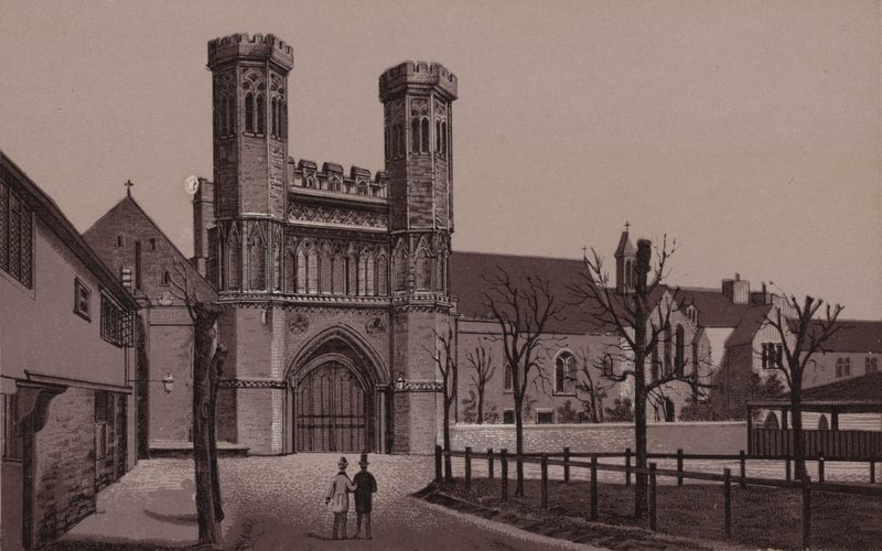 Canterbury: Brána svatého Augustina a Missionary College (litho) od English School