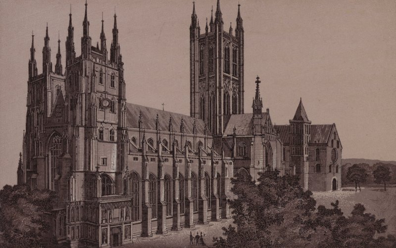 Canterbury: Katedrála (litho) od English School