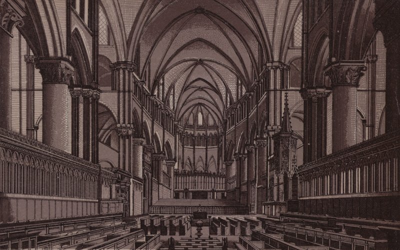 Canterbury: The Choir, Canterburská katedrála (litho) od English School