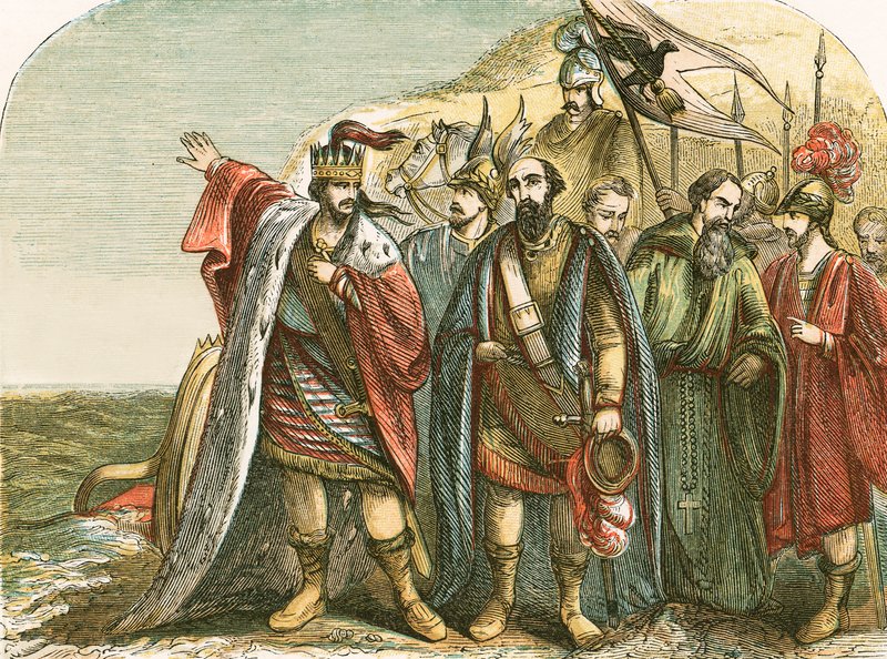 Canute kárající své dvořany od English School