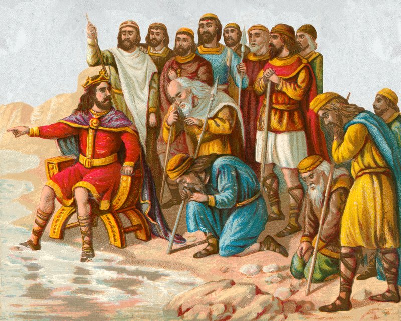 Canute the Great, kárající své dvořany od English School