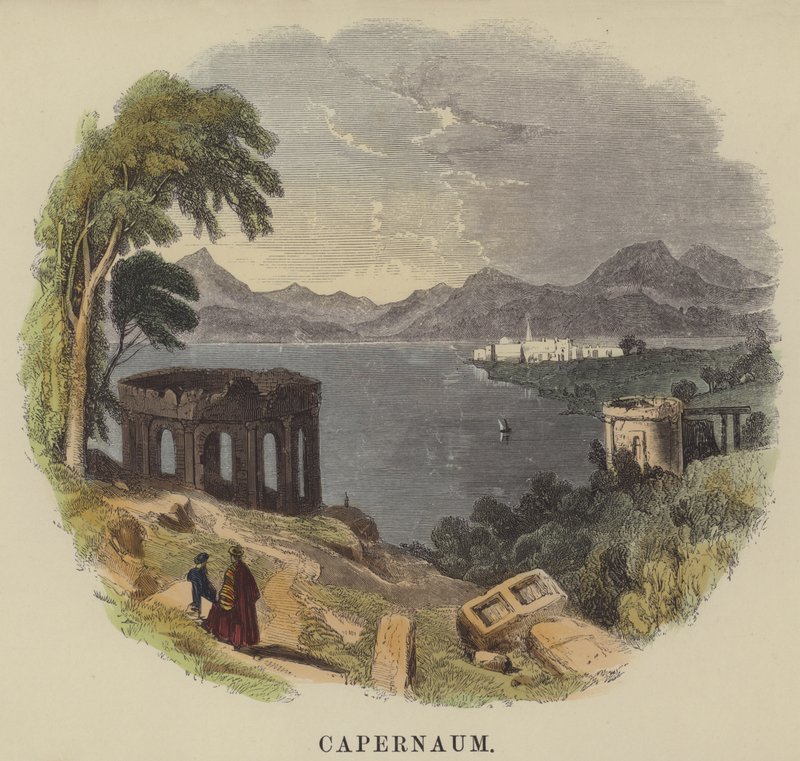 Kafarnaum (barevná rytina) od English School