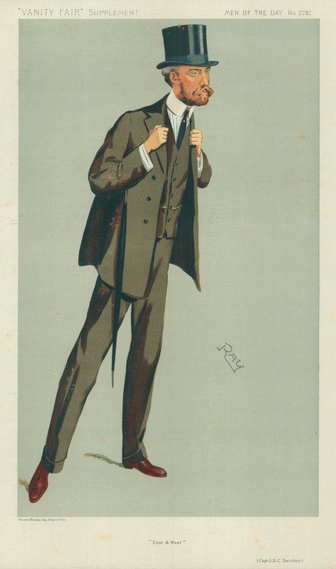 Kapitán GS C Swinton, Východ a Západ, 24. července 1912, karikatura Vanity Fair od English School