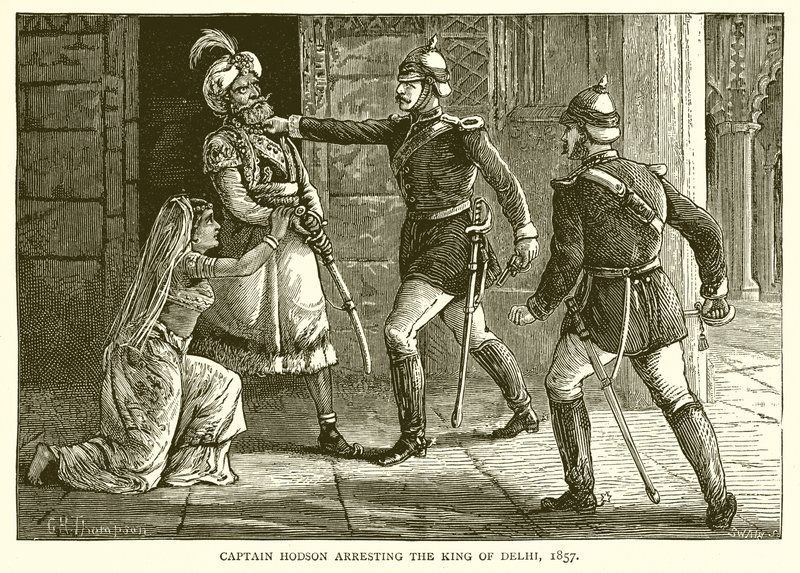 Kapitán Hodson zatýká krále Dillí, 1857 od English School