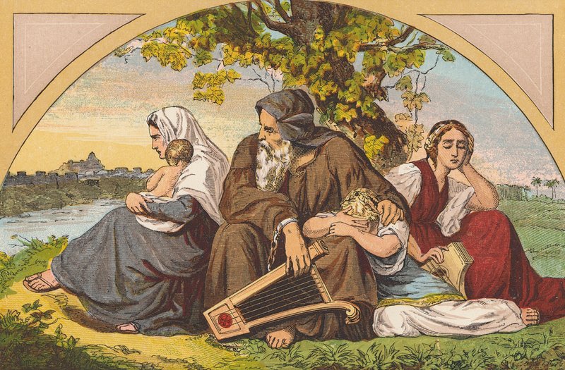 Zajatí Izraelité (barevná litografie) od English School