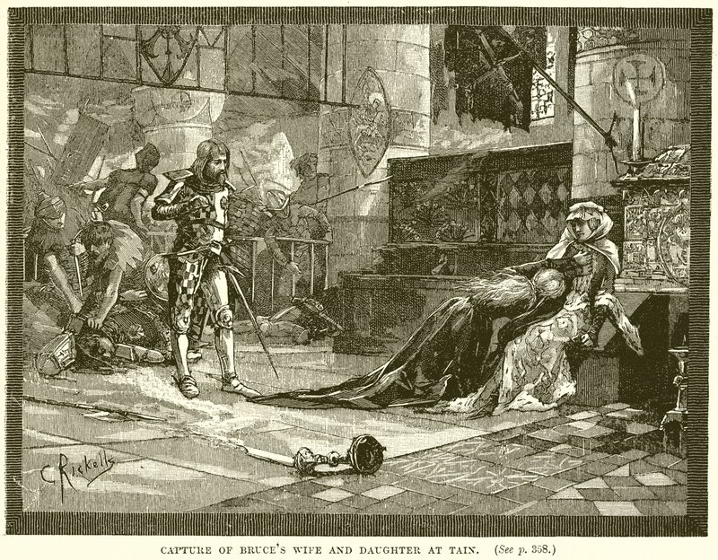 Zachycení manželky a dcery Bruce v Tain od English School