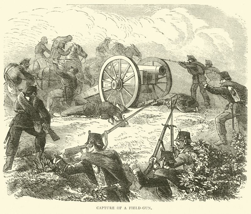 Zajetí polního děla, říjen 1870 od English School