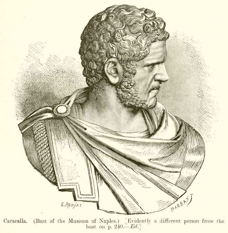 Caracalla. (Busta neapolského muzea.) [Evidentně jiná osoba z busty na str. 240. Ed] od English School