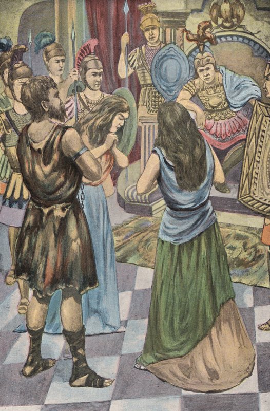 Caractacus před Claudiem (barevná litografie) od English School