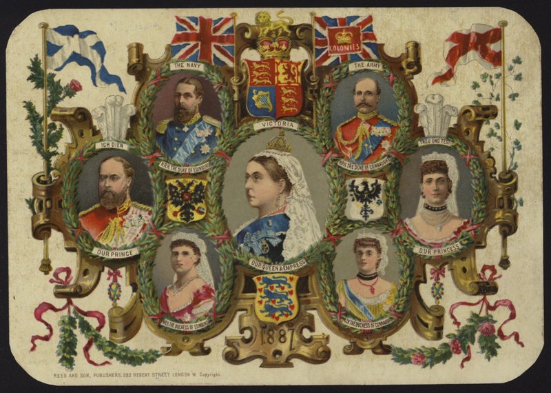 Karta oslavující jubileum královny Viktorie z roku 1887 od English School