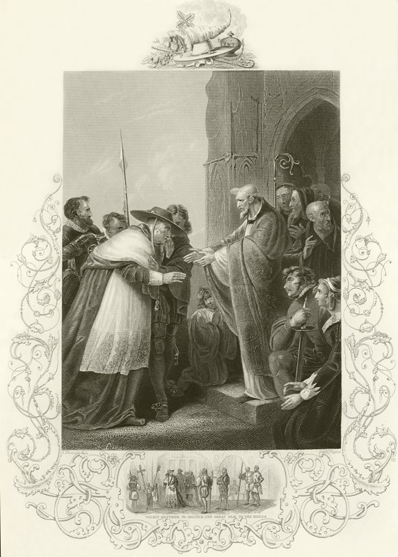 Kardinál Wolsey vstupuje do opatství Leicester od English School
