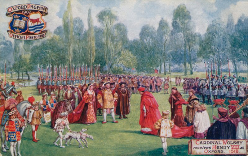 Kardinál Wolsey přijímá Jindřicha VIII v Oxfordu, 1518 od English School
