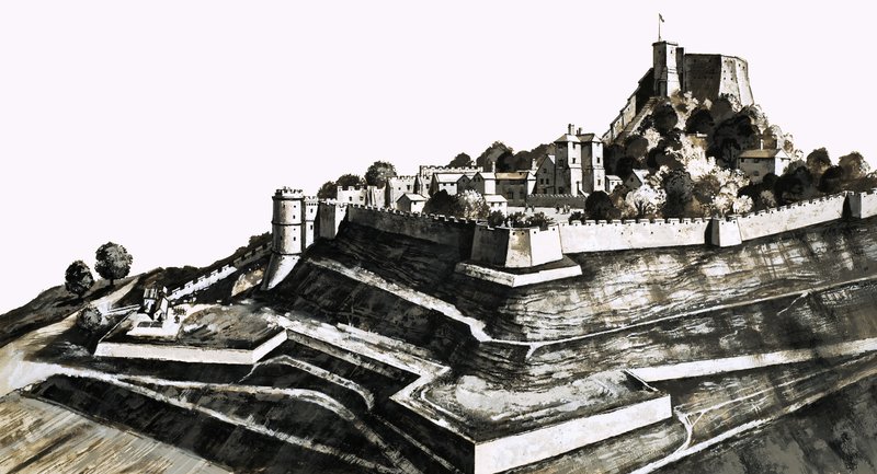 Hrad Carisbrooke na ostrově Wight od English School