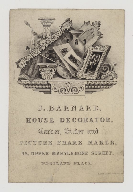 Carvers and Gilders, J Barnard, vizitka od English School