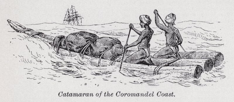 Katamarán z pobřeží Coromandel (litho) od English School