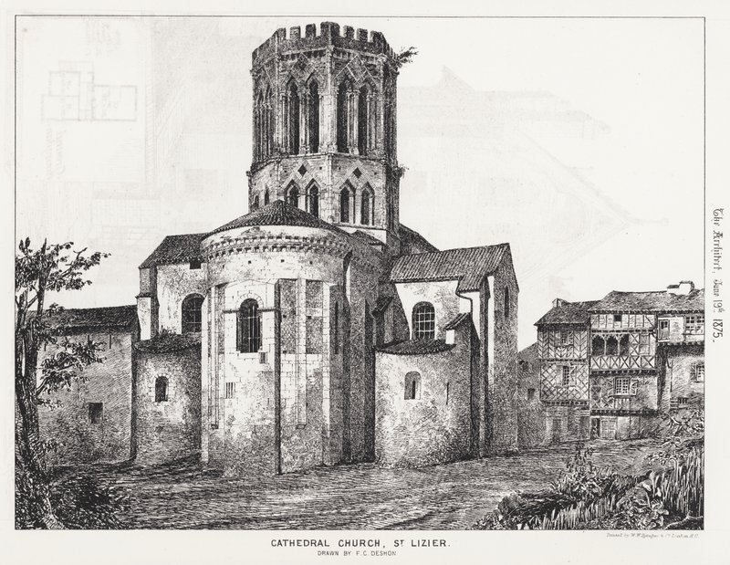 Katedrální kostel, St Lizier (rytina) od English School