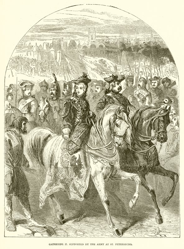 Kateřina II. podporovaný armádou v Petrohradě od English School