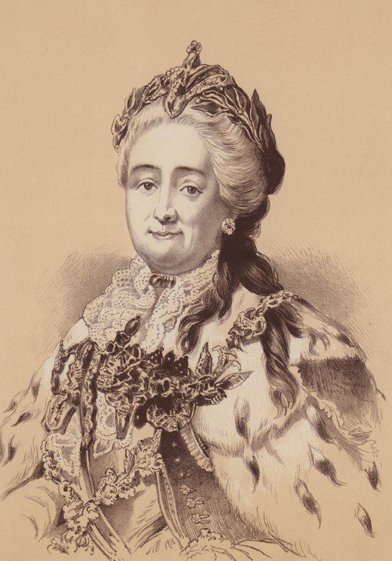 Kateřina Veliká, ruská carevna (litografie) od English School