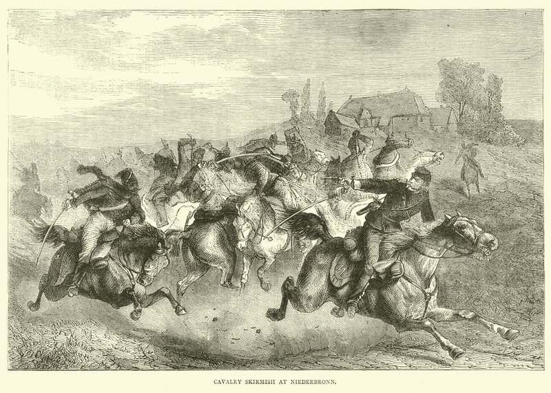 Jízdní šarvátka v Niederbronnu, červenec 1870 od English School