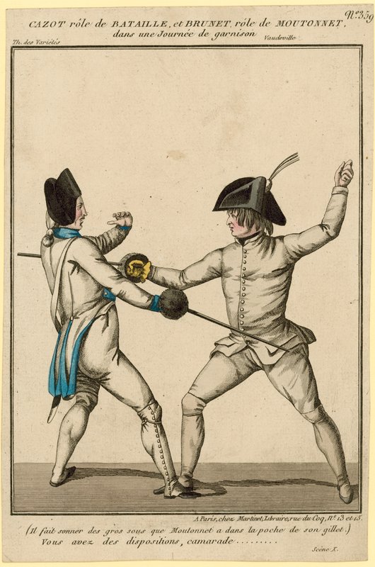 Cazot v roli Bataille a Brunet v roli Moutonneta ve filmu Une Journee de Garnison. od English School