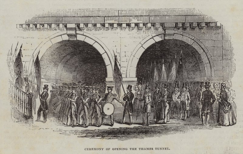 Slavnost otevření tunelu Temže, 1843 od English School