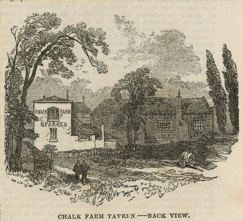 Chalk Farm Tavern, Londýn, pohled zezadu od English School