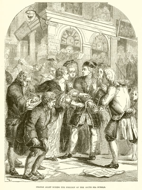 Change Alley během Phrenzy of the South Sea Bubble od English School